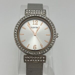 Ellen Tracy Watch Women 34mm Silver‎ Case Crystals Mesh Metal Band- New Battery
